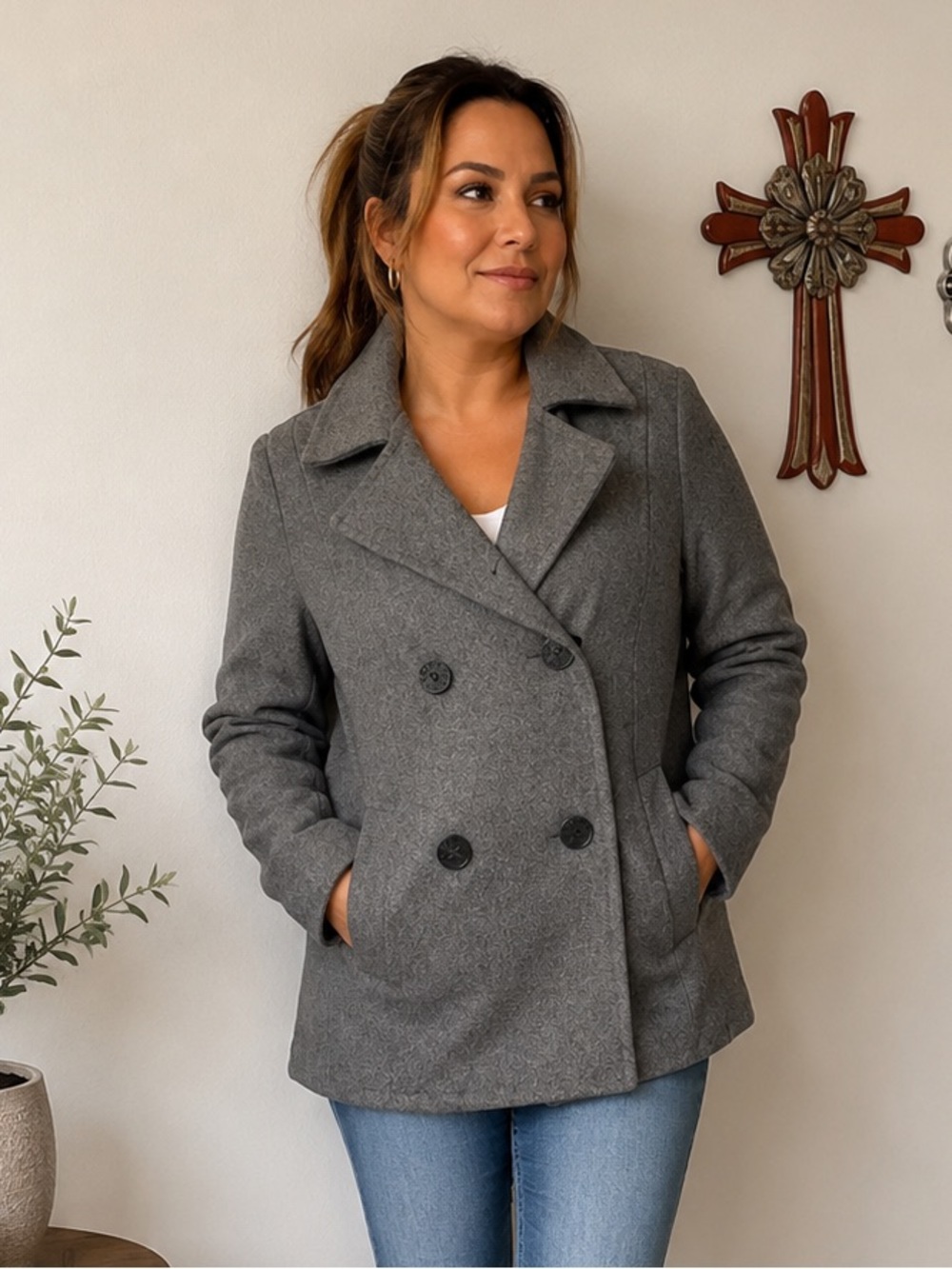 LONG OLD NAVY WINTER JACKET DARK GREY WOMENS SIZE S